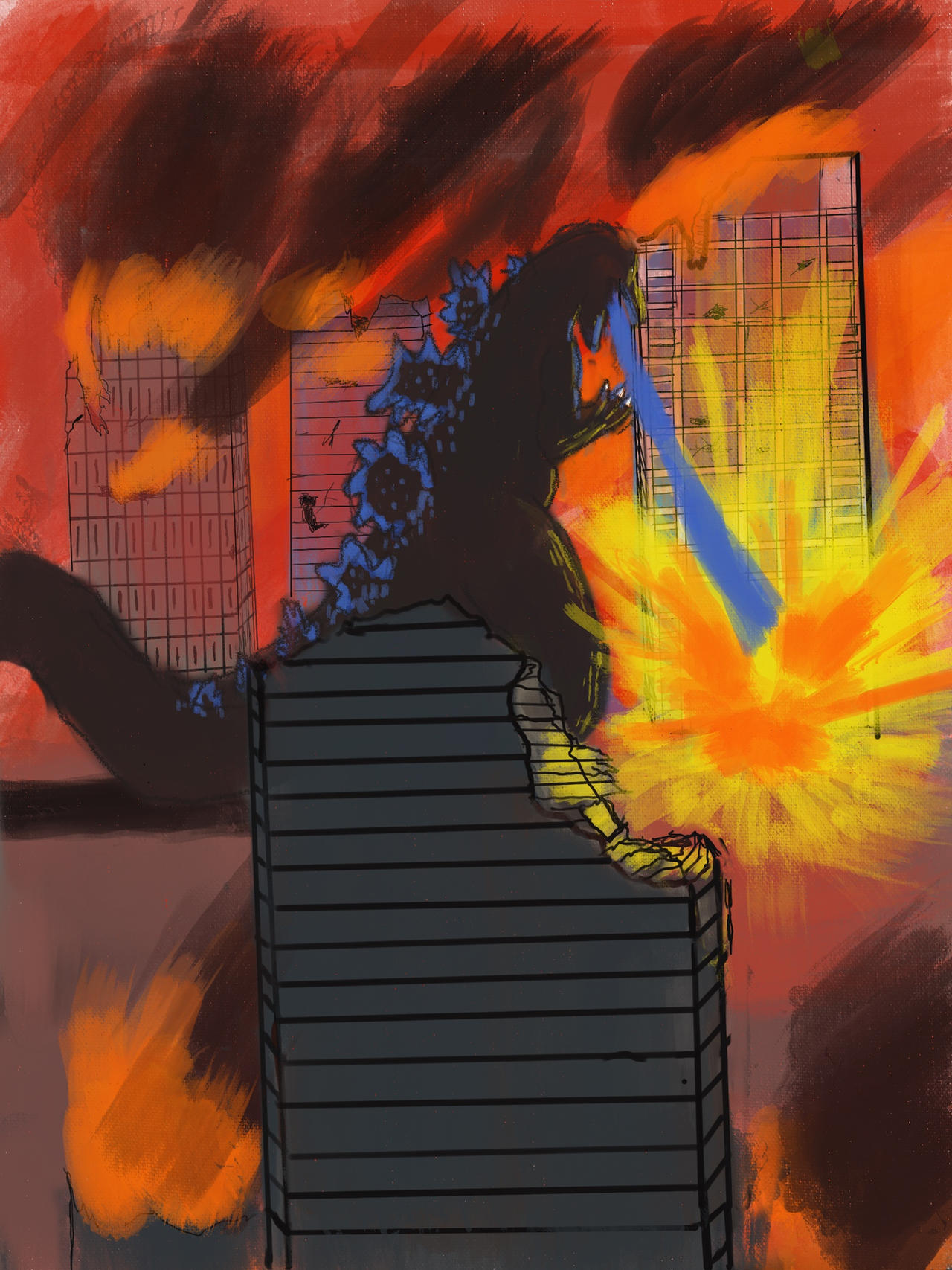 Godzilla In City Godzilla attacking the city by Gojifan97 on DeviantArt
