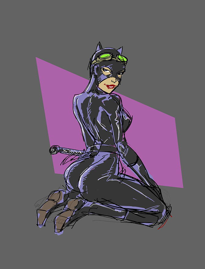 Superfast Catwoman sketch