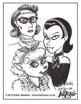 Inktober '14 - A Group of Monster Girls
