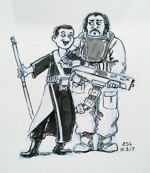 Sketch card - Baze Malbus and Chirrut Imwe