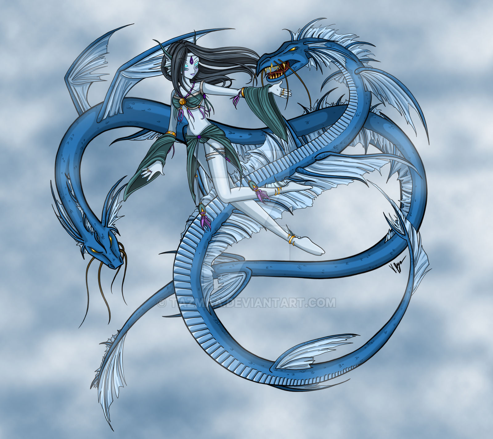 Fantasy Art [ In Flight ] Fae and Dragon Spirits
