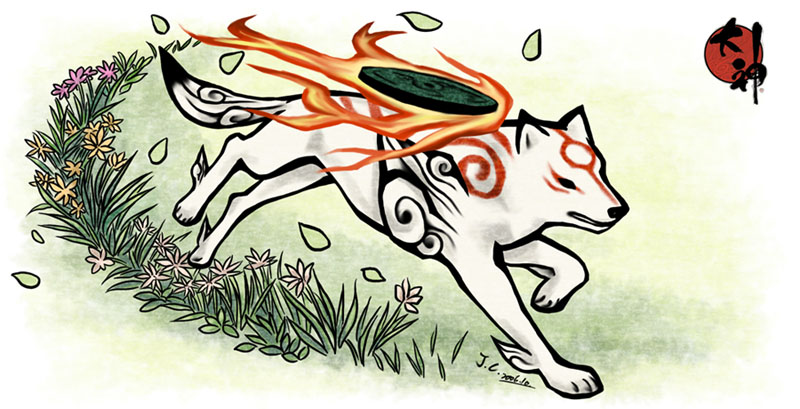 Okami Amaterasu Issun Jump | Art Board Print