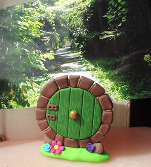 Hobbit hole door postcard holder