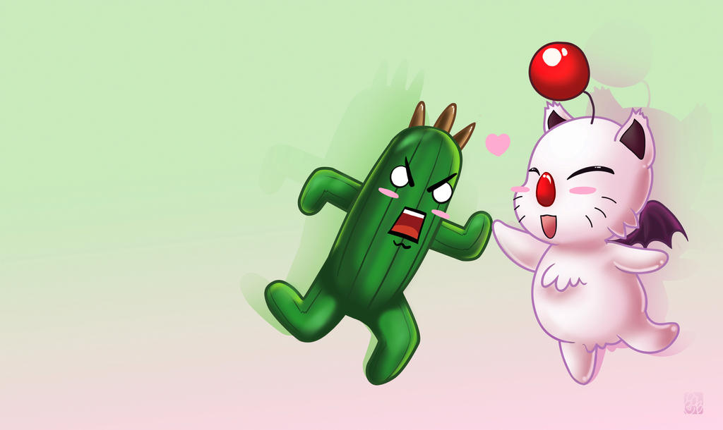 Cactuar and Mog Wallpaper