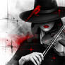 Violin Woman and Red Sparrow