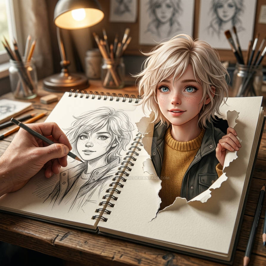 She's Draw Me Who Drew Her? Or Did She Draw Herself? by ArtSignature on DeviantArt