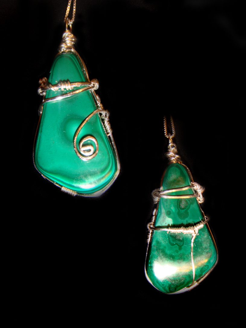 Green rock twist silv pendant