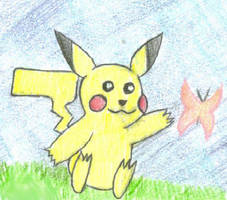 Pikachu and a Butterfly