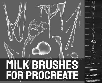 Milk Brushes for Procreate (Realistic + 2D)