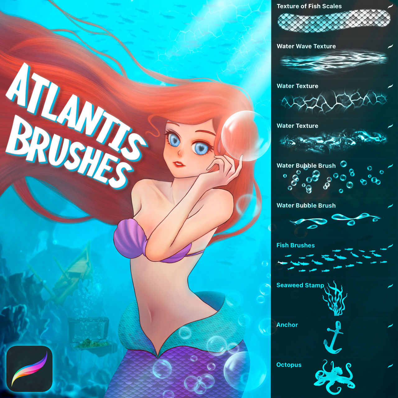 Free Atlantis Brush Set for Procreate