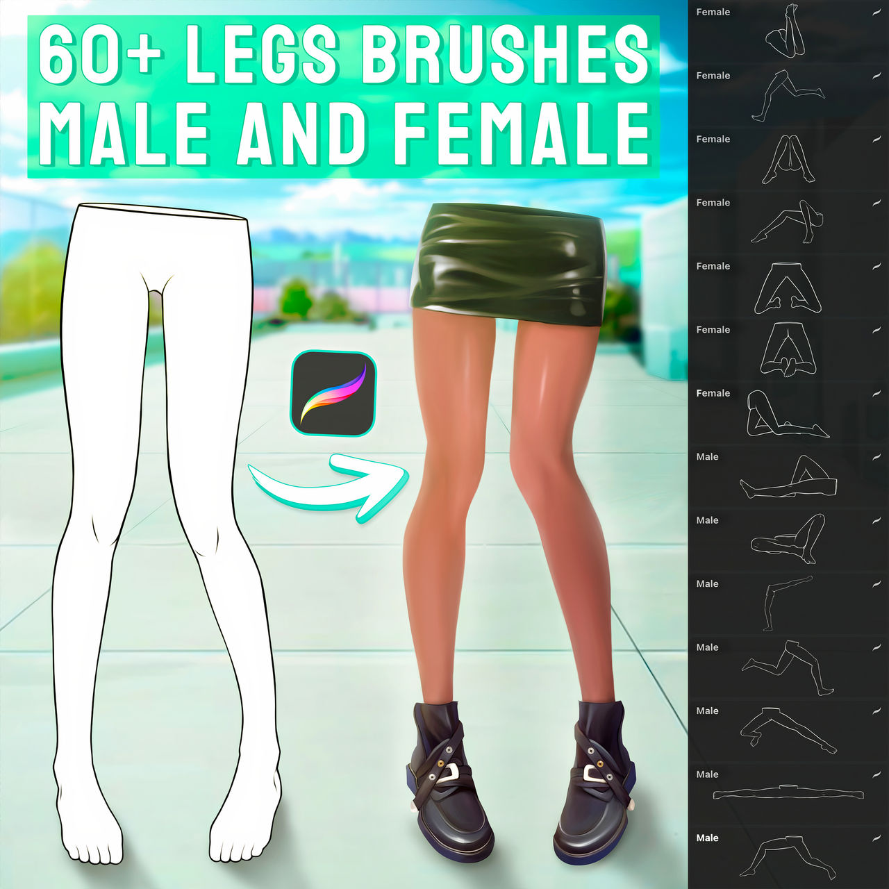Procreate Legs 60+ Male and Female Legs Stamps for Procreate by Disyukov on DeviantArt