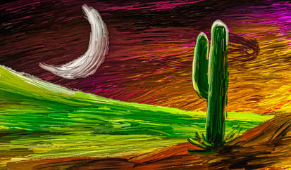 Cactus with the Moon 