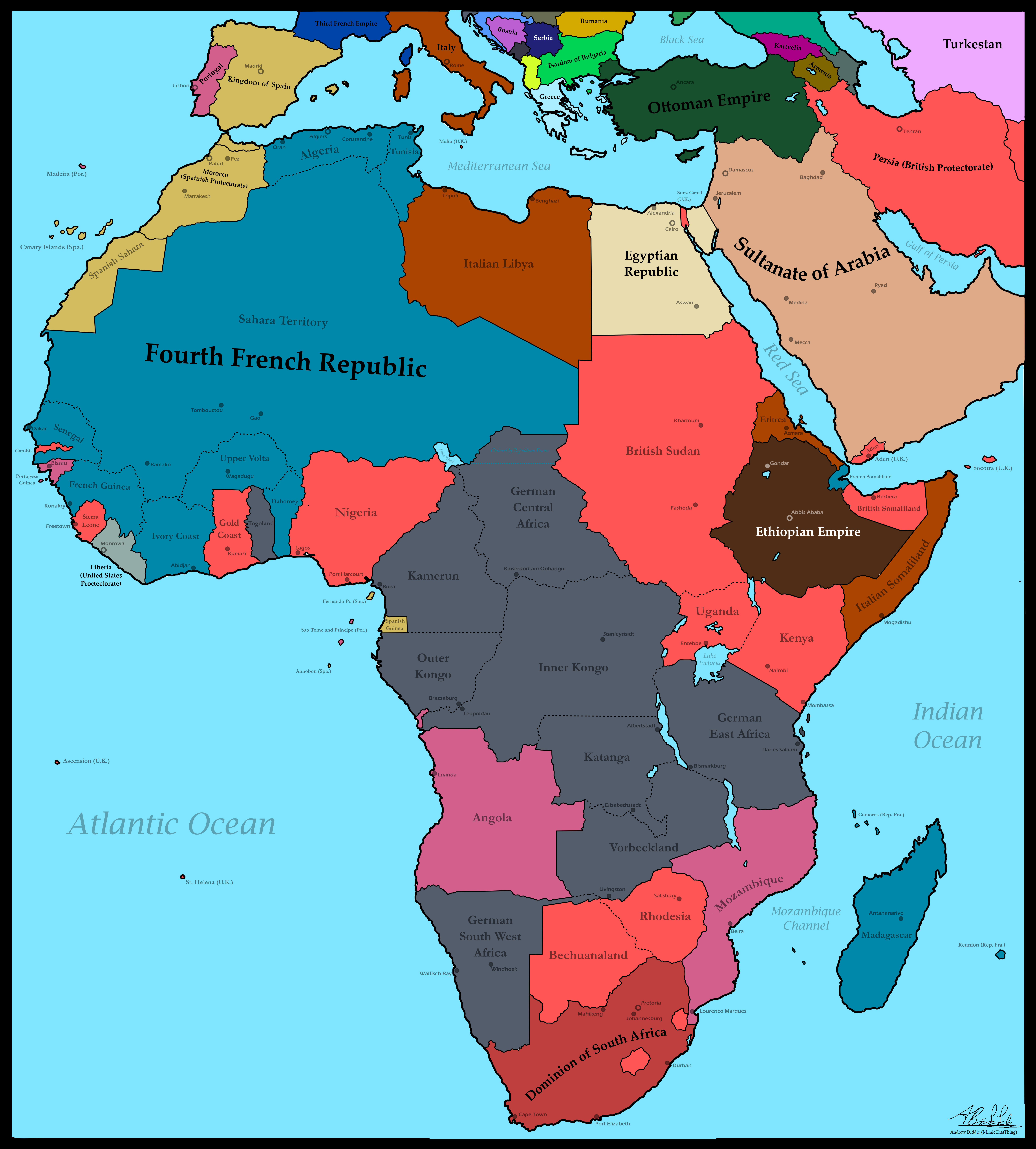  Map  of Africa  1930 World War I German  Victory by 
