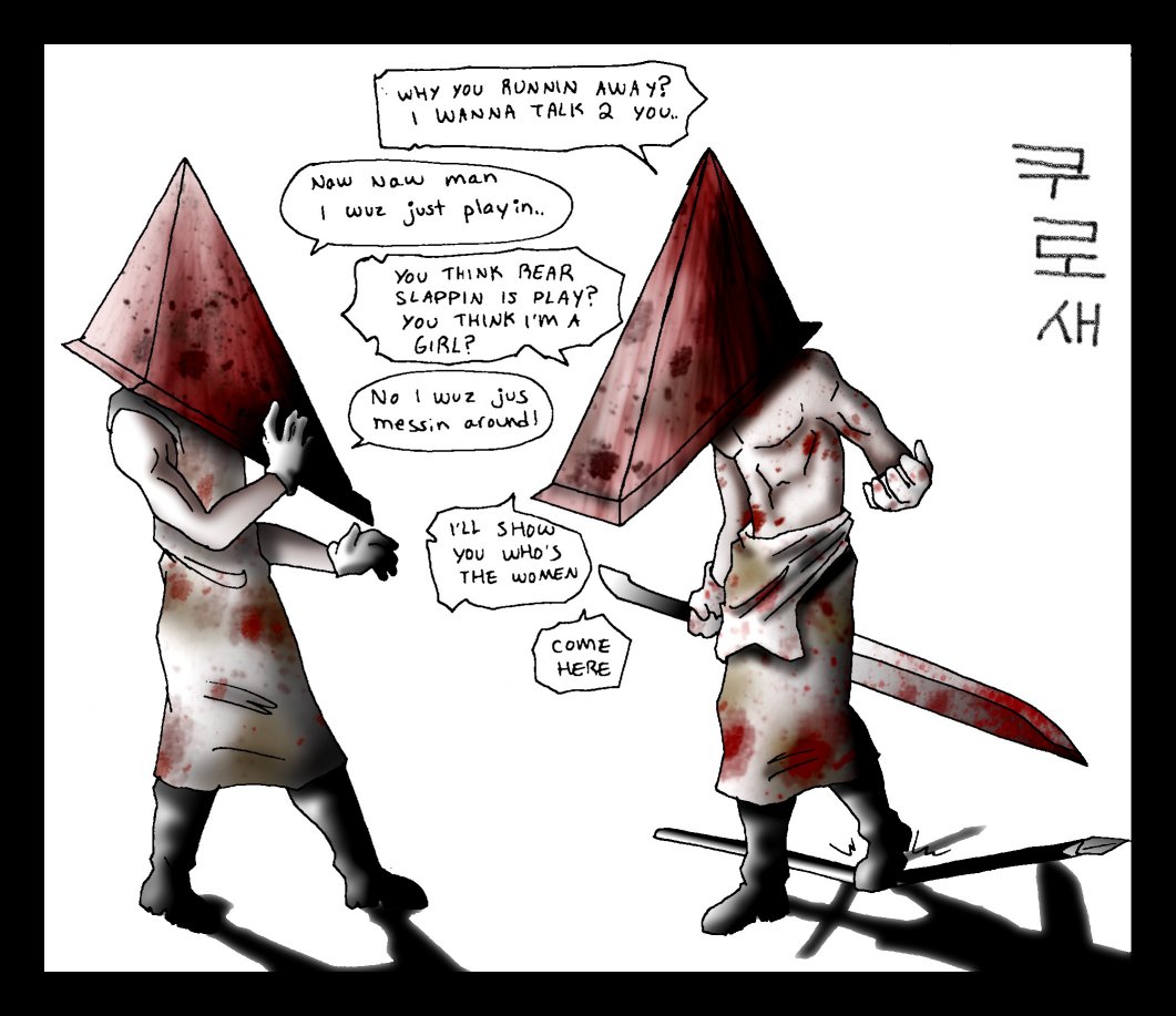 Topless Pyramid Head angry