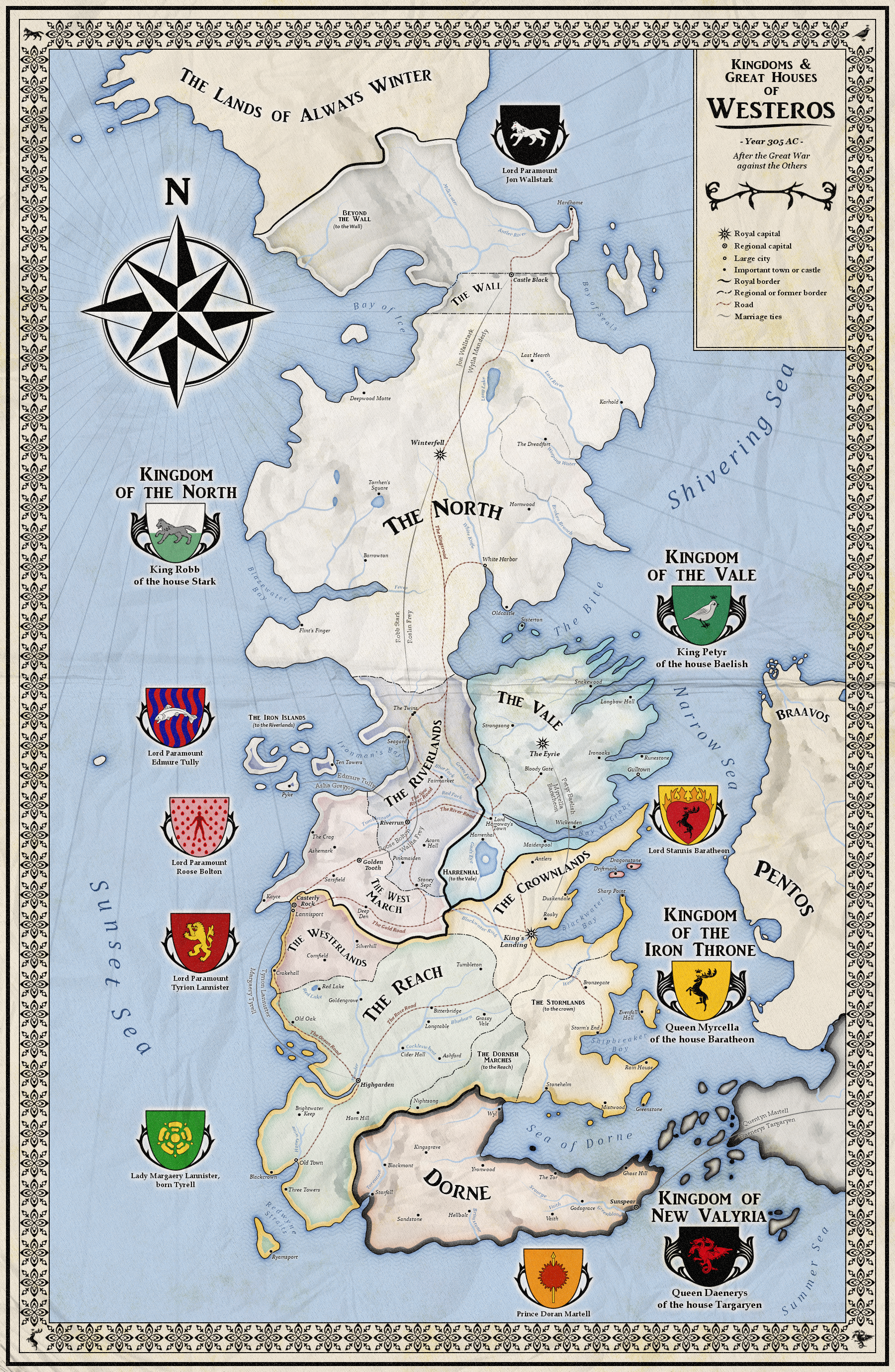 Alternative map of Westeros (Game of Thrones)