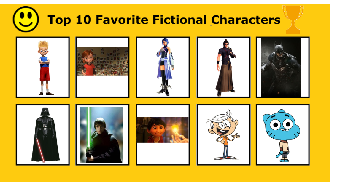 My Top 10 Fictional Characters by ComedyYesHorrorNo on DeviantArt