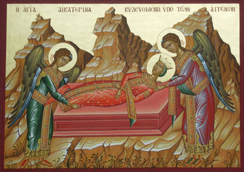 St. Catherine  being buried by the angels
