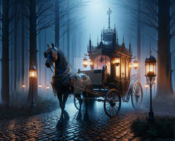 Eerie Carriage in the Misty Forest - by VasK