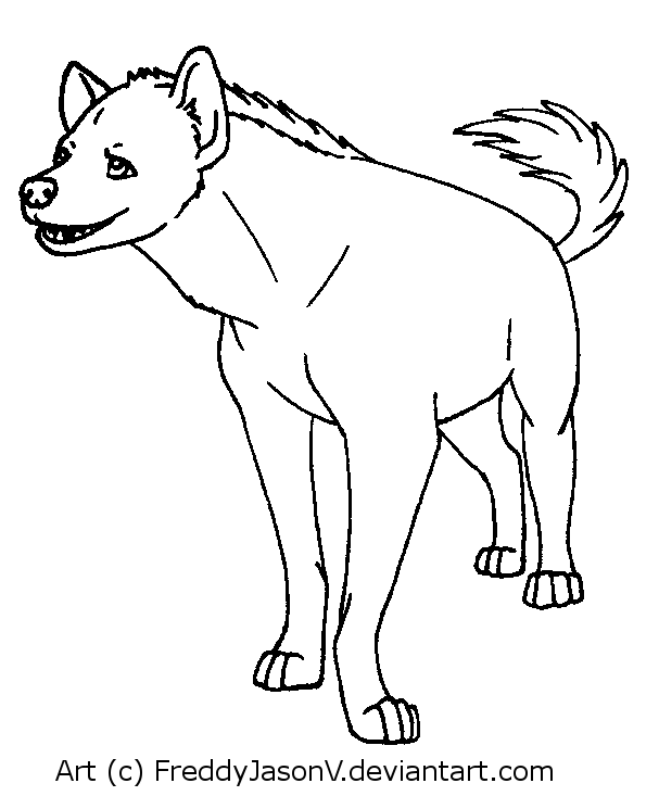 Free Lineart- Happy Hyena