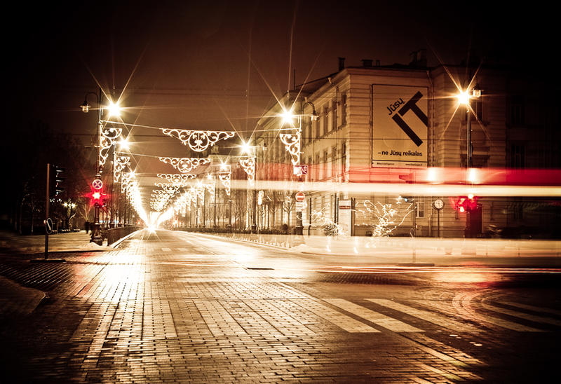 At night
