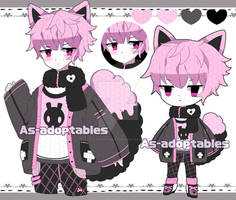 Pastel goth fluffy neko adoptable closed