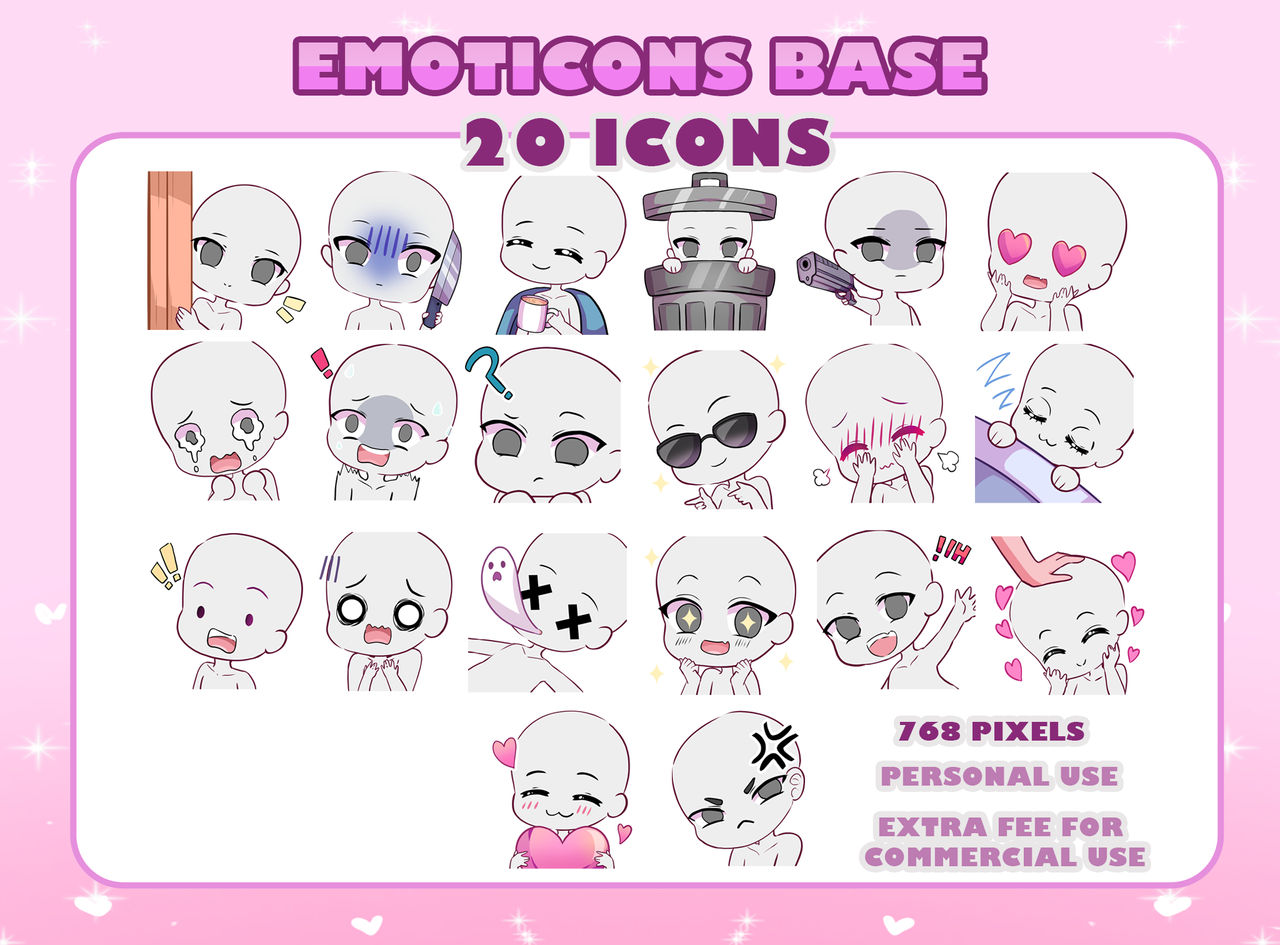 20 emotes for twitch or Discord base P2U by AS-Adoptables on DeviantArt