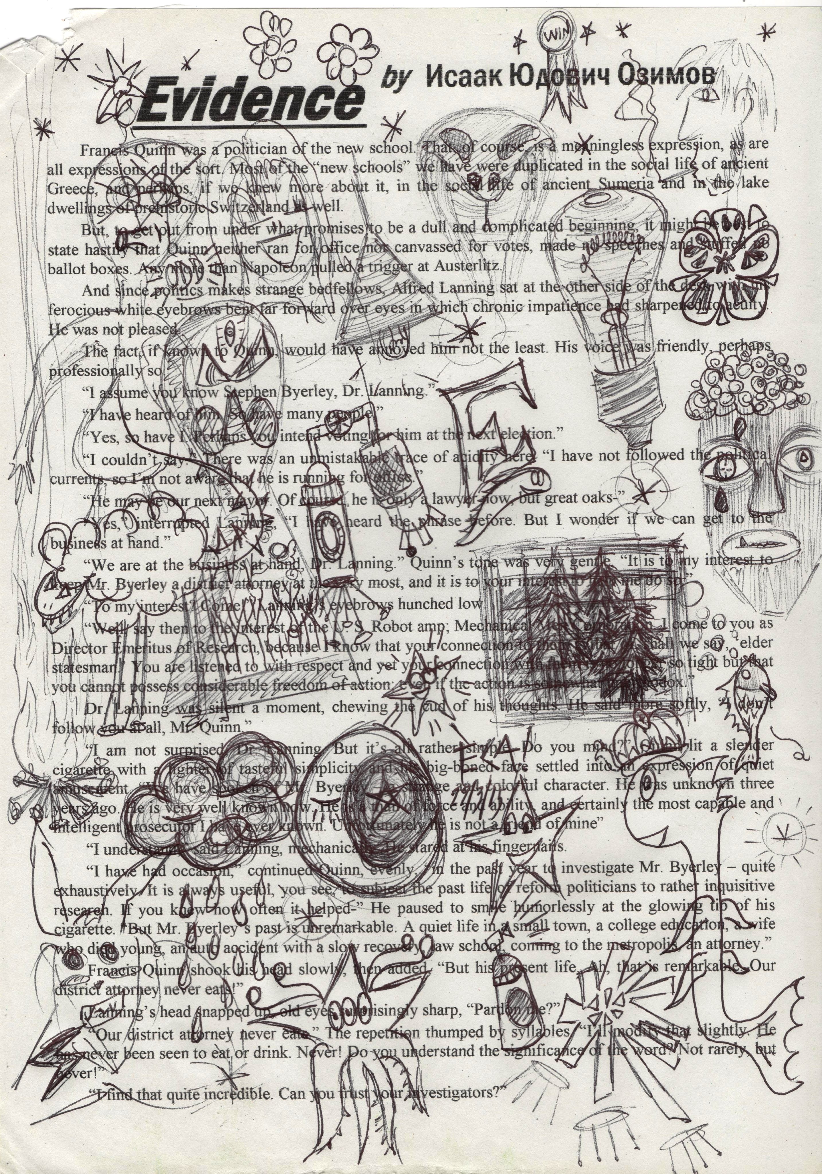 1st Page Of Evidence Doodled