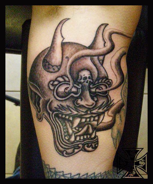 Shinto Priest Kami / Oni Mask Tattoo