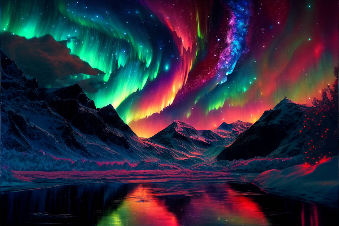 A More Colorful Aurora Borealis (Northern Lights) by aiartbysurya on A More Colorful Aurora Borealis (Northern Lights) by aiartbysurya on
