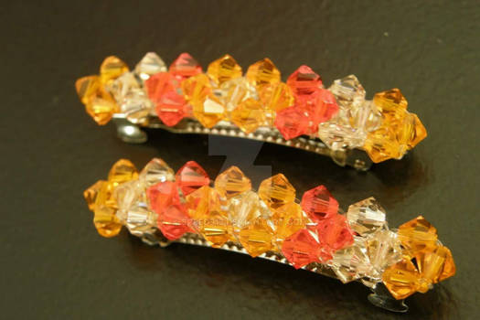 Swarovski Crystal Hair Barrette - Orange