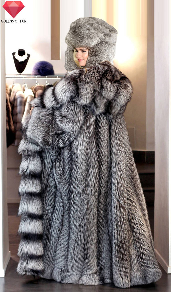 Selena Gomez in silver fox fur coat and hat by Queens-Of-Fur on DeviantArt