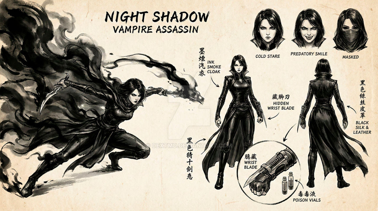 Shadow Overload Vampire System Night Shadow Vampire Assassin Concept Art Sheet by DextMD on DeviantArt