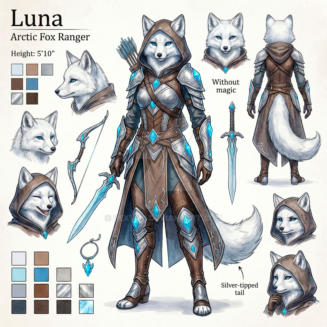 Fox Ranger Character Luna the Arctic Fox Ranger - CharacterConceptSheet by DextMD on DeviantArt