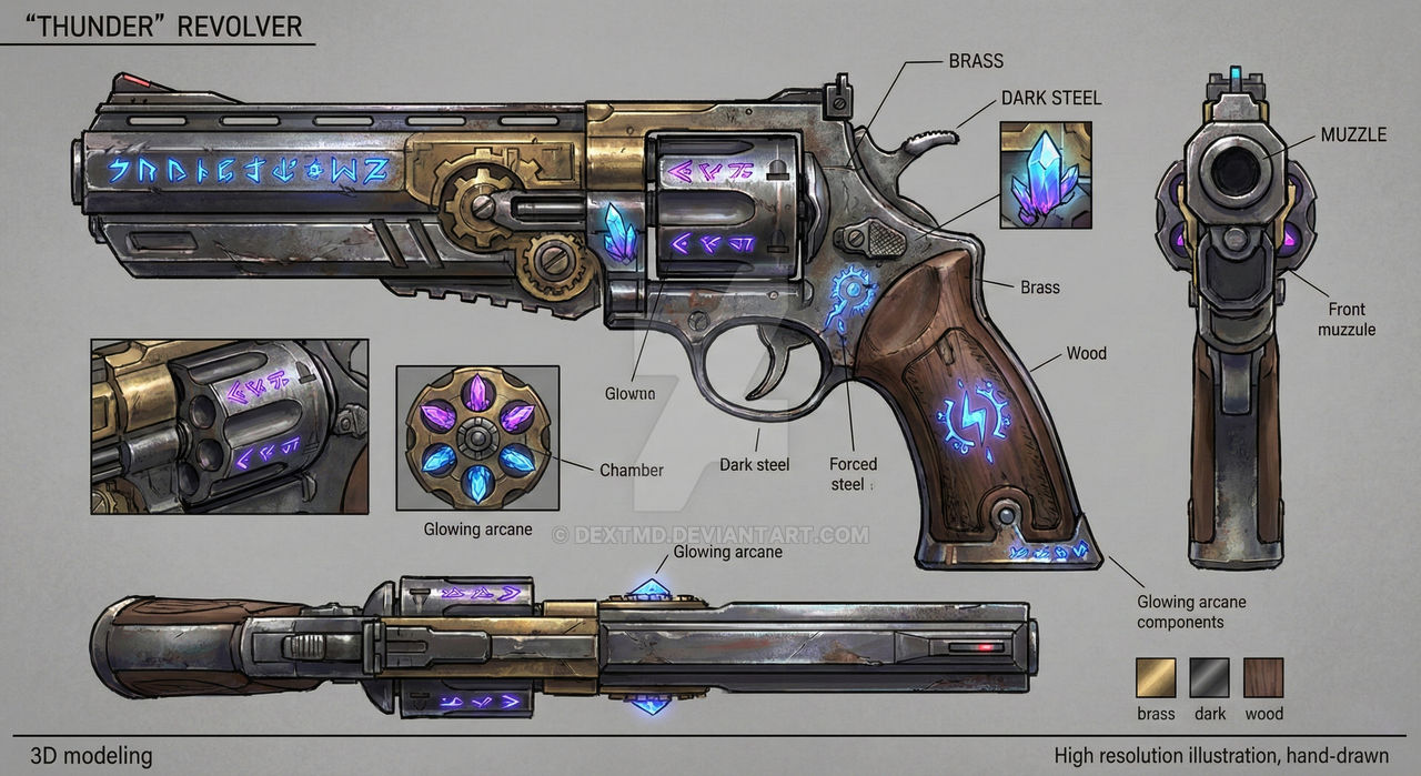 Magic Revolver Design Thunder - Magitech Revolver Concept by DextMD on DeviantArt