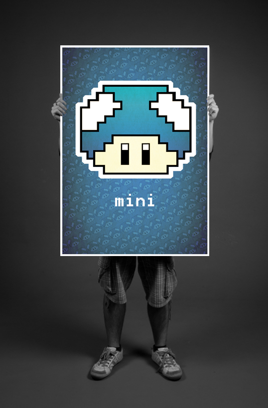8-Bit mini Mushroom Poster