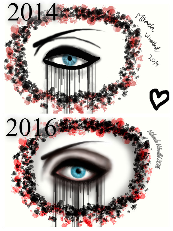 Gothic Eye Before and After (drawing improvement) by KateCarlisse on