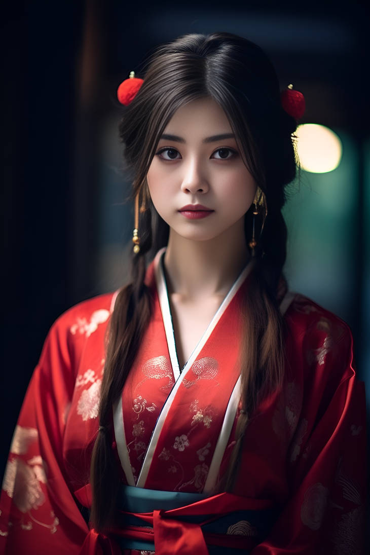 Chinese Girl in Traditional Chinese Dress by AI-MadeMasterpieces