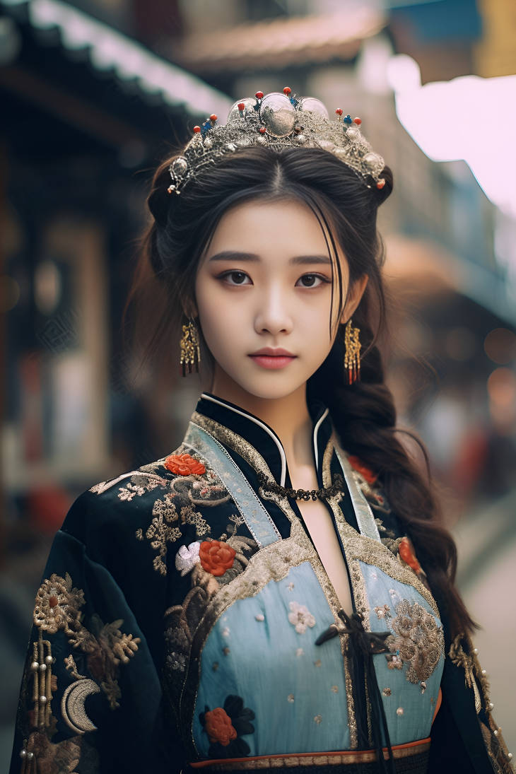 Chinese Girl in Traditional Chinese Dress by AI-MadeMasterpieces