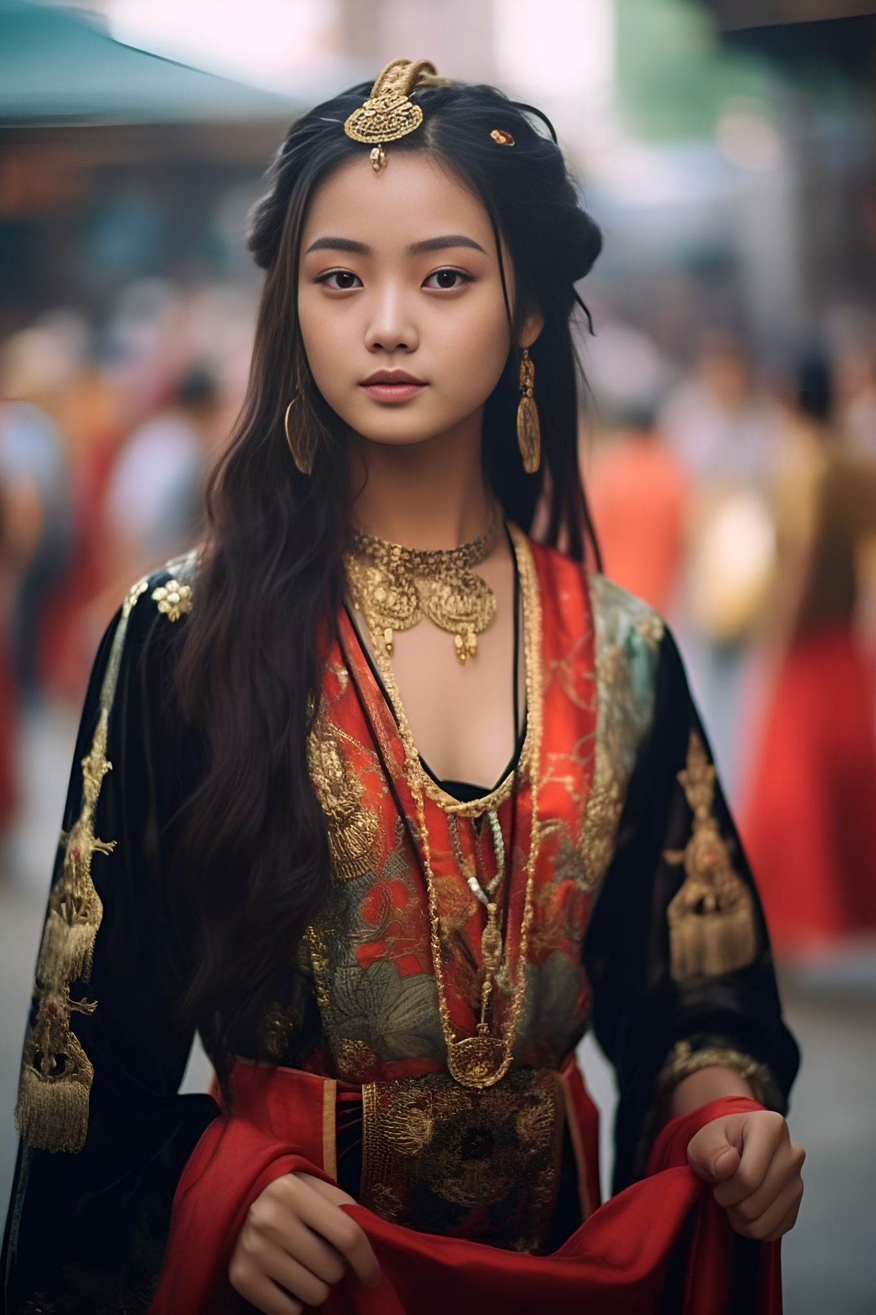 Chinese Girl in Traditional Chinese Dress by AI-MadeMasterpieces