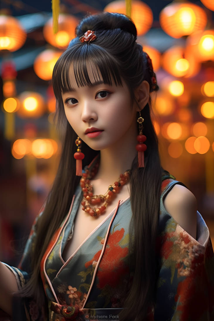 Chinese Girl in Traditional Chinese Dress by AI-MadeMasterpieces