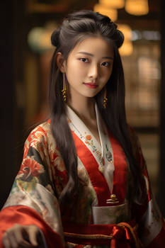 Chinese Girl in Traditional Chinese Dress