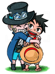 [One Piece] Posing for the Camera (Sabo and Luffy) by MajorasMasks
