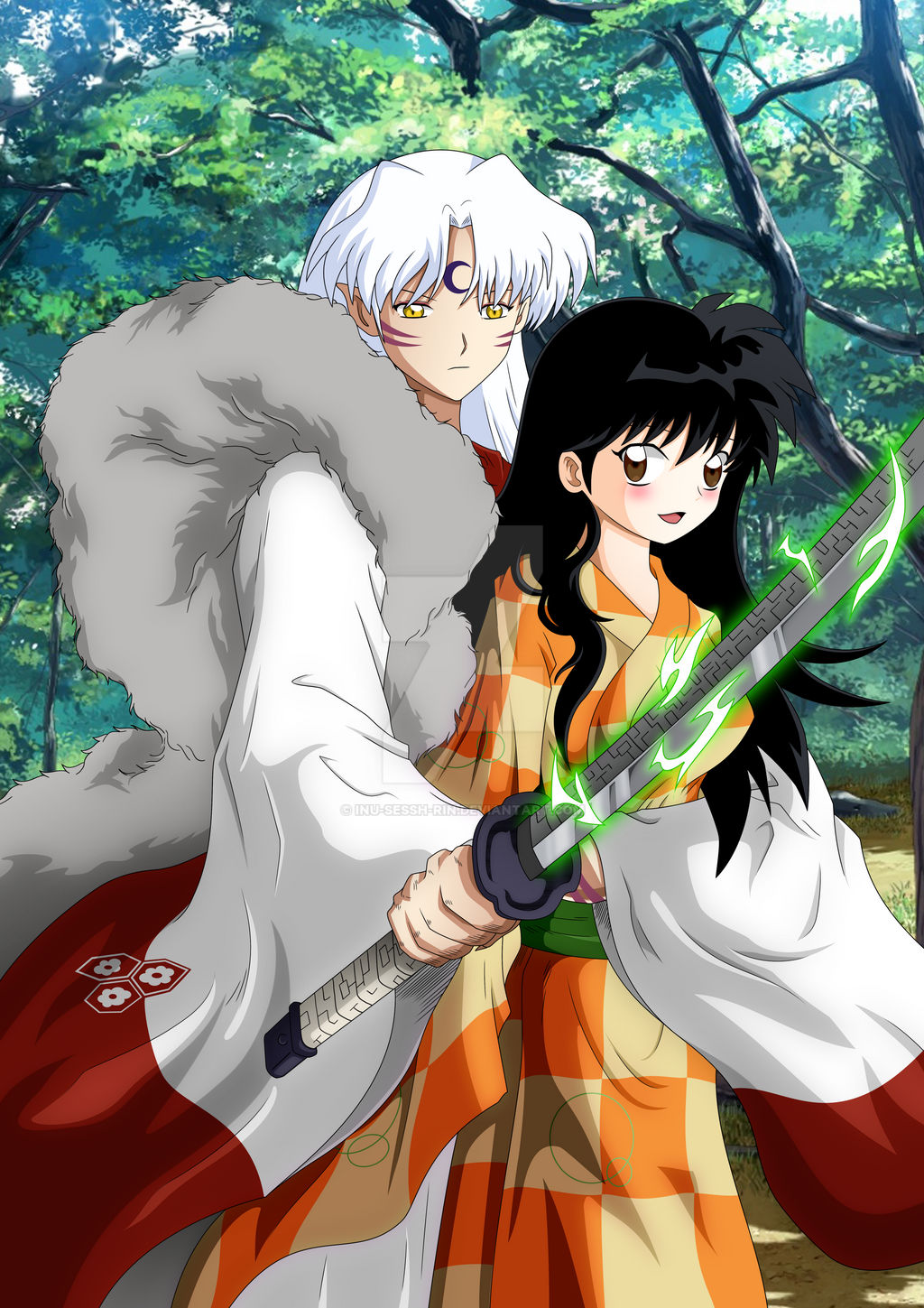 Sesshomaru protect Rin by inusesshrin on DeviantArt