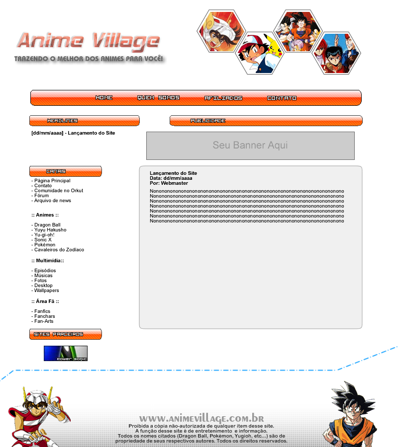 Layout para site de animes by sonic-ug on DeviantArt