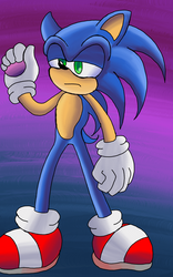 Sonic holding a Purple Gem