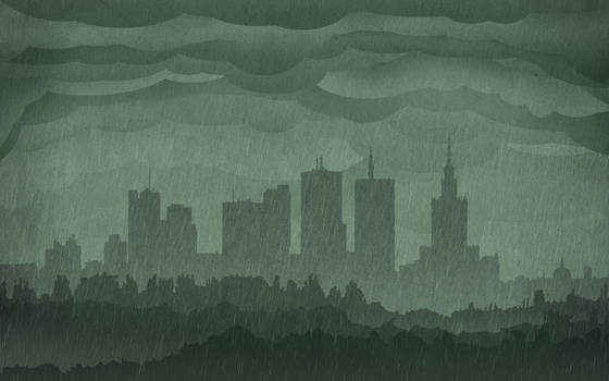 Warsaw Rainy Skyline Wallpaper