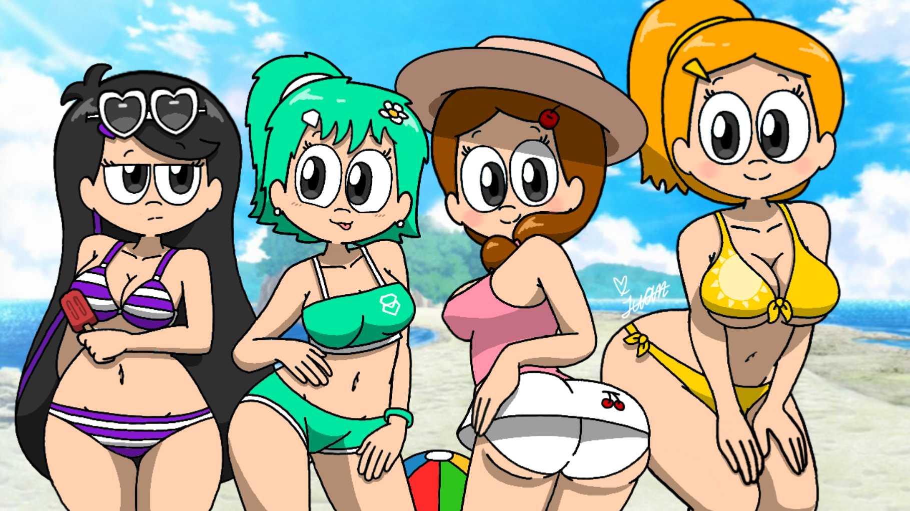 Lovely, Mitchelline, Eli And Edna (Beach Bikini) by WCJuan on DeviantArt
