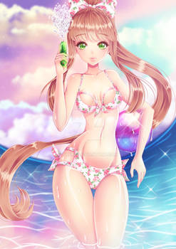 [Fan Art] Monika at the beach + Speedpaint!!