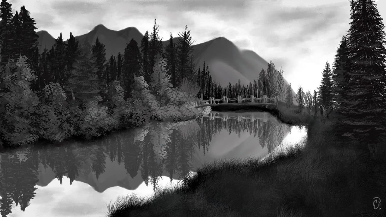 Finals - Grayscale landscape by enewapunyal on DeviantArt