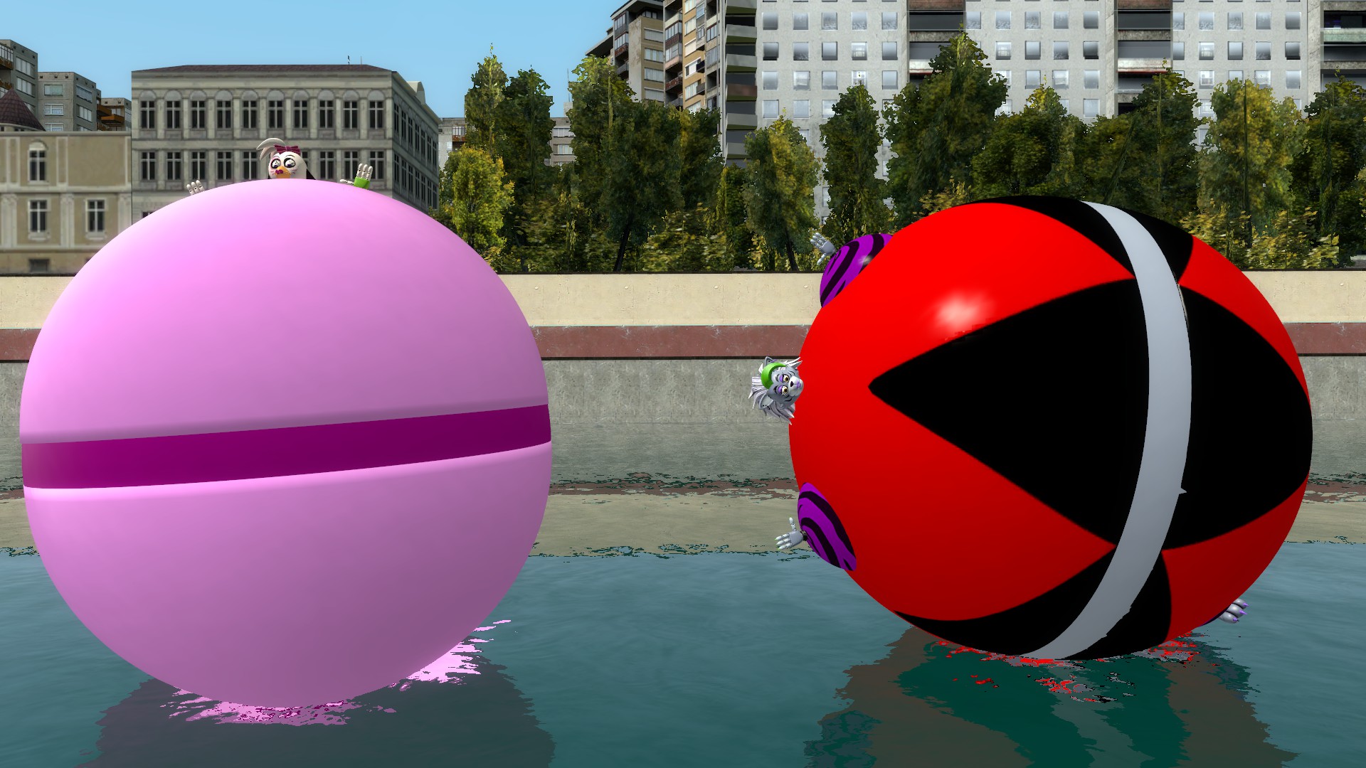 Fat Roxy Animatronic Inflated Roxy, G.Chica Floating on Water by braydenhalo on DeviantArt